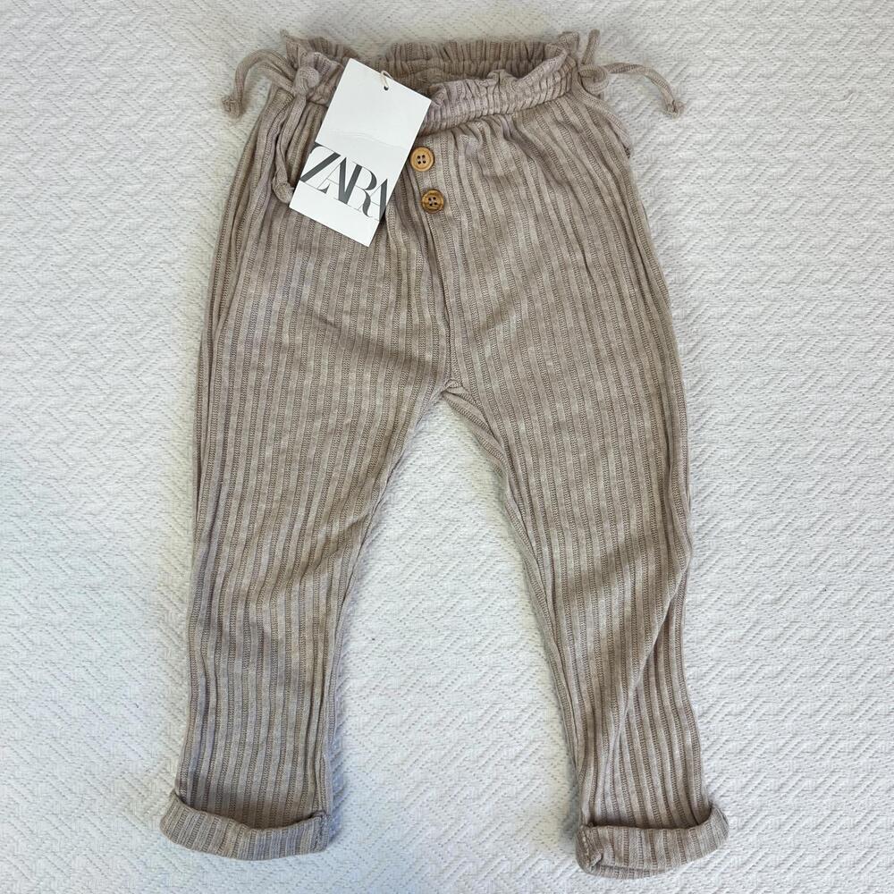 Brand New Zara Toddler Size 3-4 Years Beige Ankle Length Comfort Pants Trousers